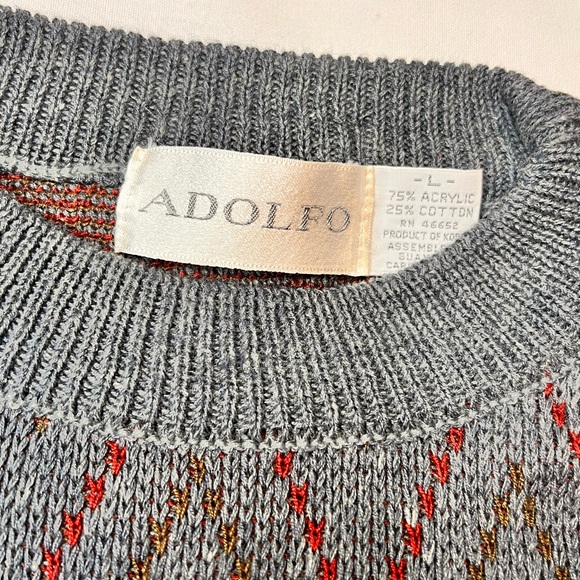VTG Adolfo Men’s Large Sweater 75% Acrylic 25% Cotton 1980’s 1990’s? - Picture 3 of 5